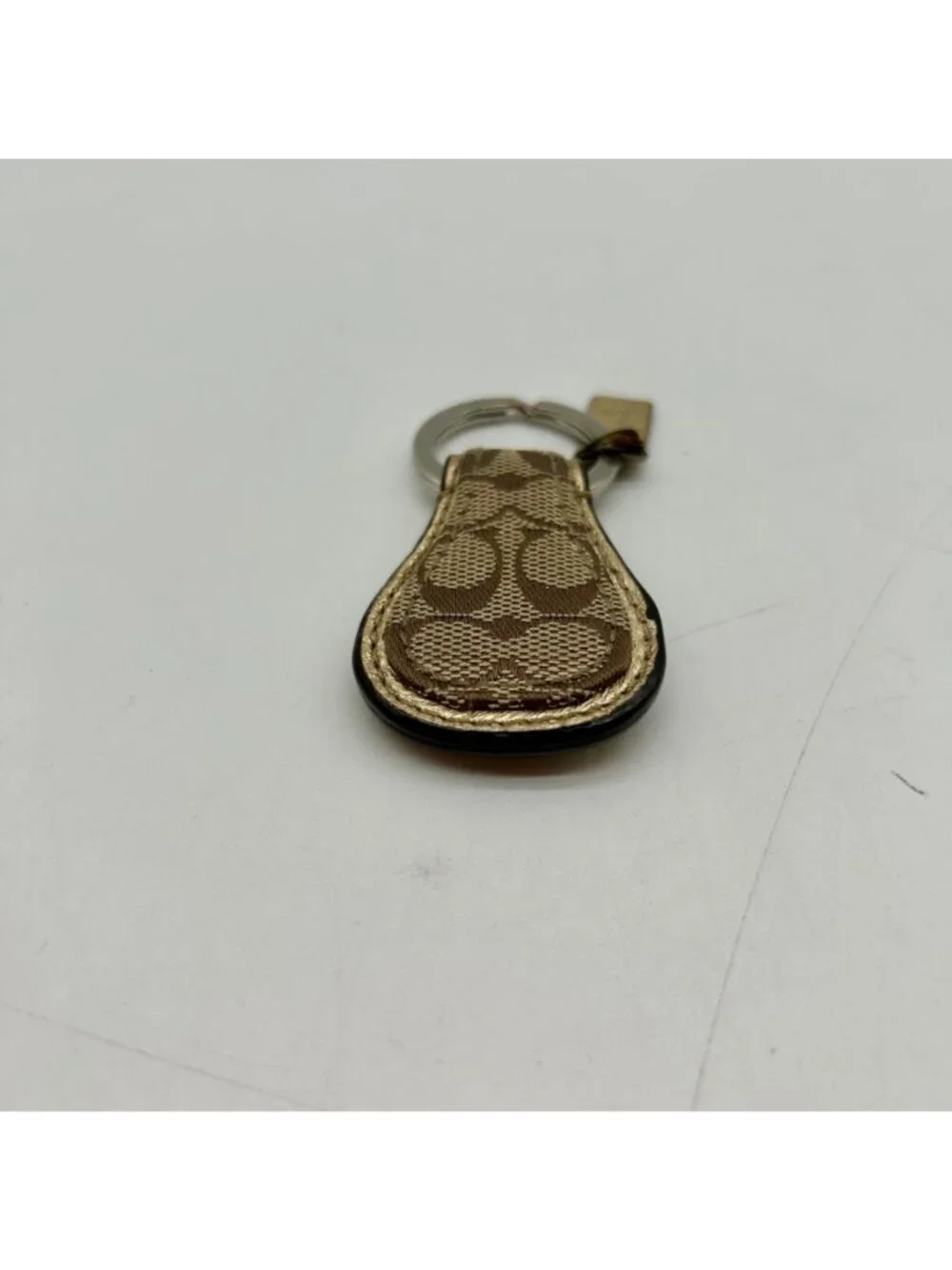Coach Tan Canvas Print Keychain